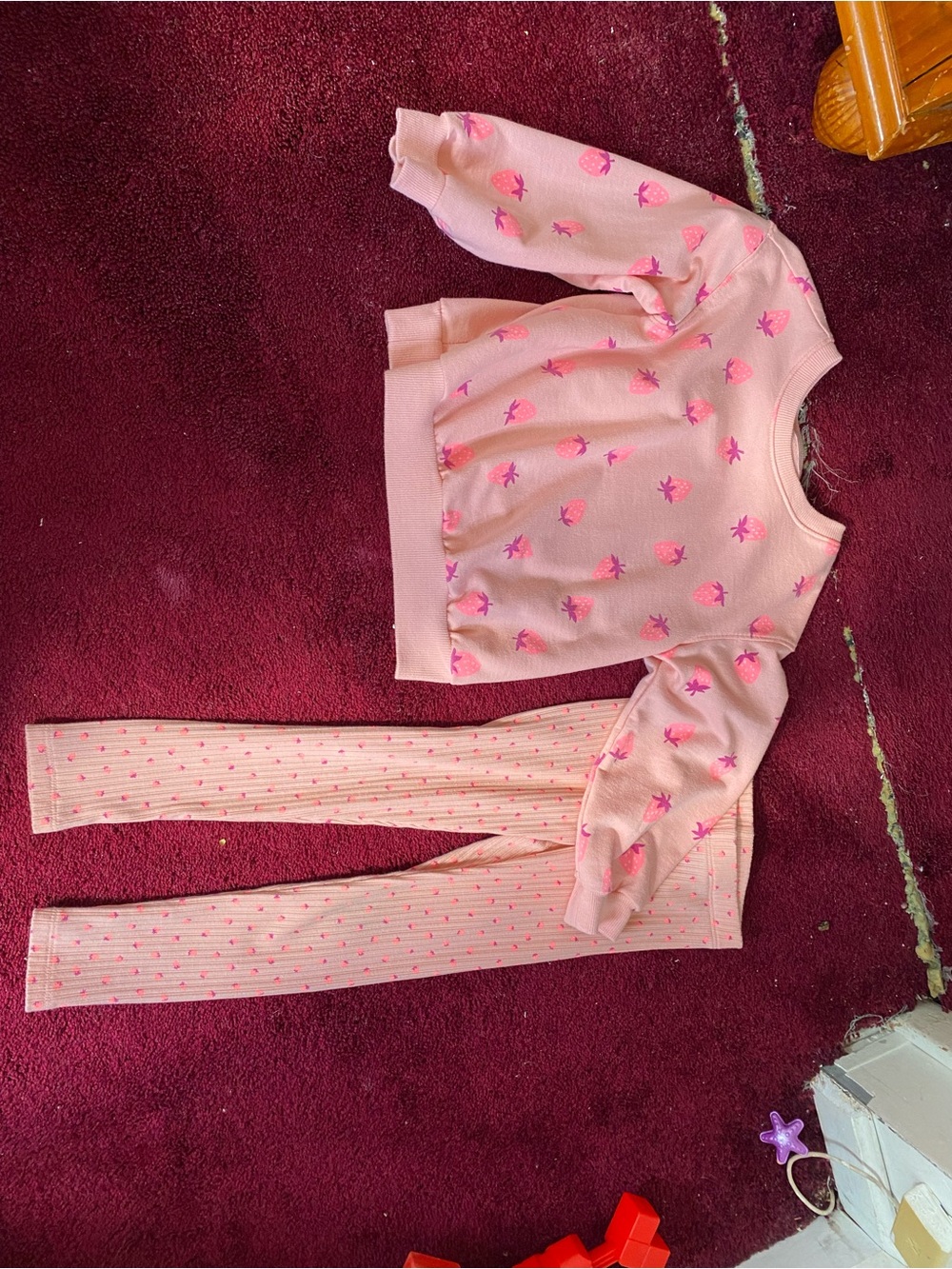 Cat & Jack Pink Strawberry Sweatshirt and Legging Set